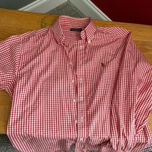 Men’s Red Gingham Button Down